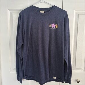 Navy Long Sleeve Shirt with Floral Design